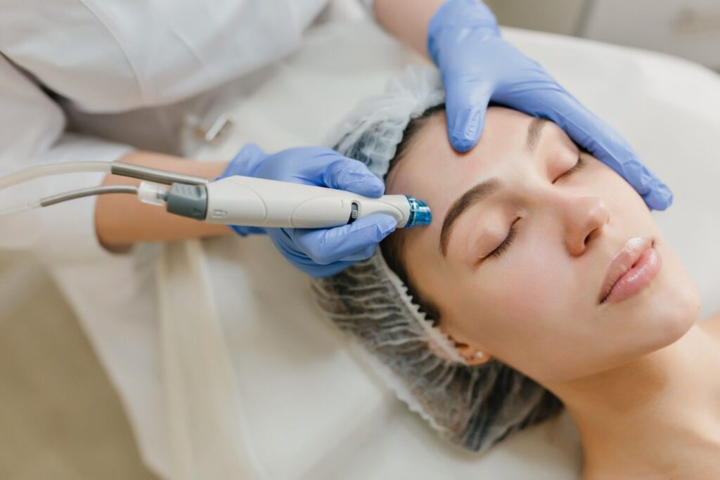 Healthy, glowing skin after a HydraFacial treatment.
