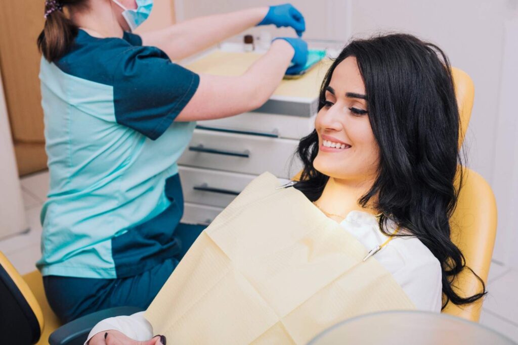 Brighter smile after a cosmetic dentistry smile makeover.